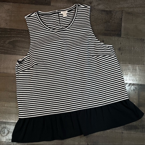 J Crew Black Striped Tank Top size Large - Picture 11 of 11